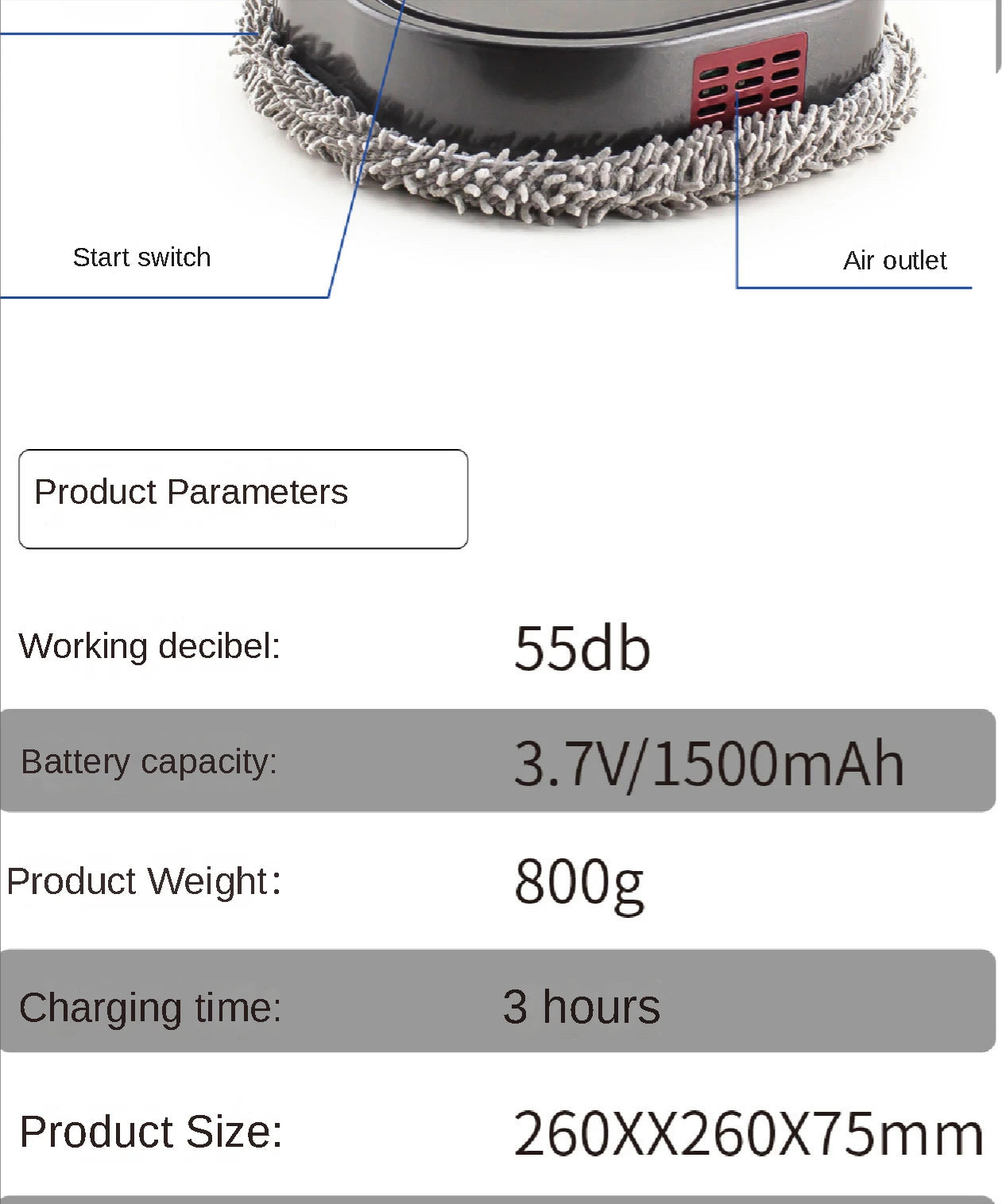 Intelligent Robot 3 in1 Dry Wet Sweep Mop