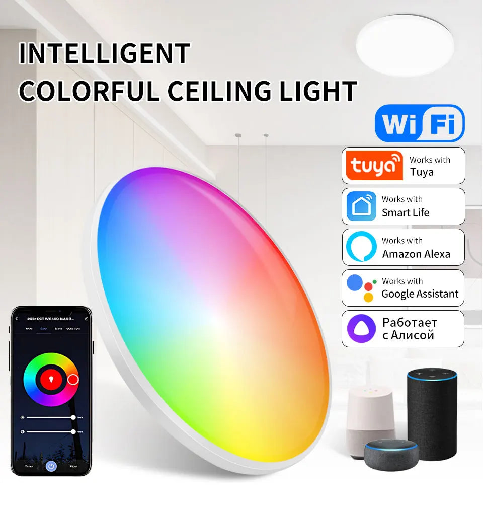 Smart WiFi BLE LED Ceiling Light AC 220V 24W