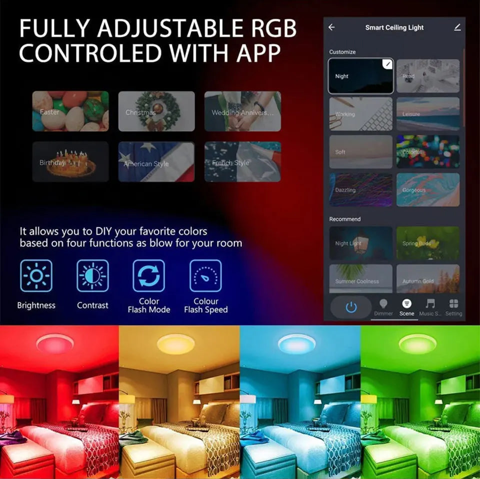Smart WiFi BLE LED Ceiling Light AC 220V 24W