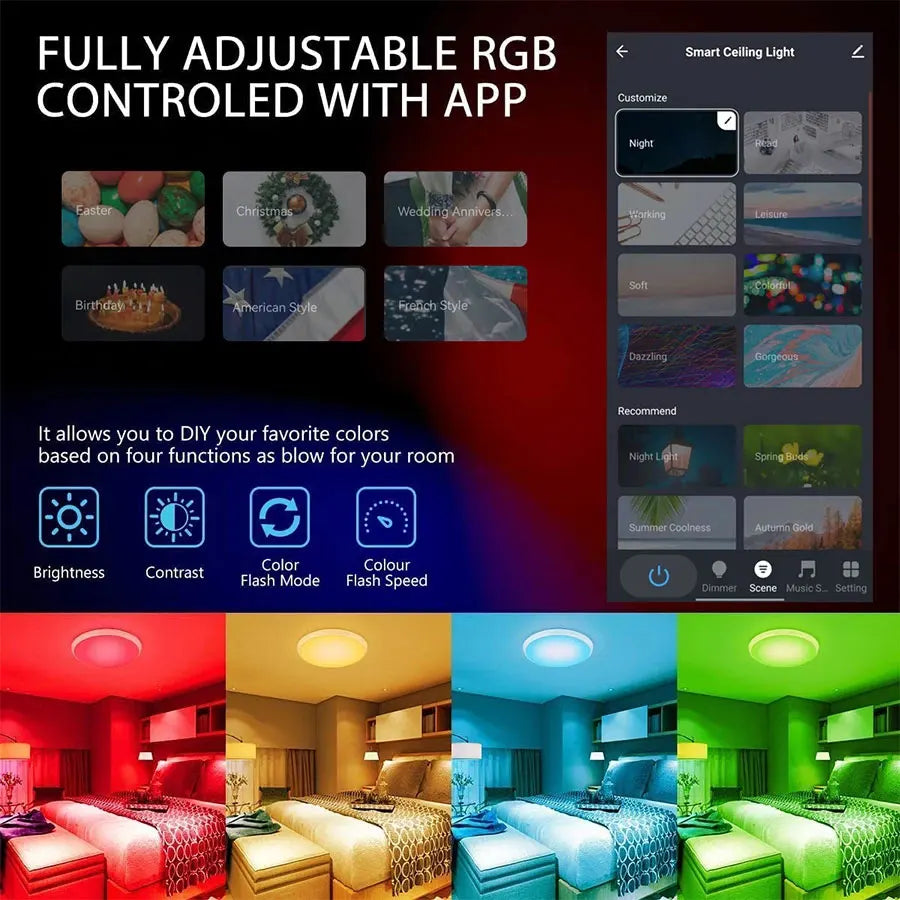 Smart WiFi BLE LED Ceiling Light AC 220V 24W